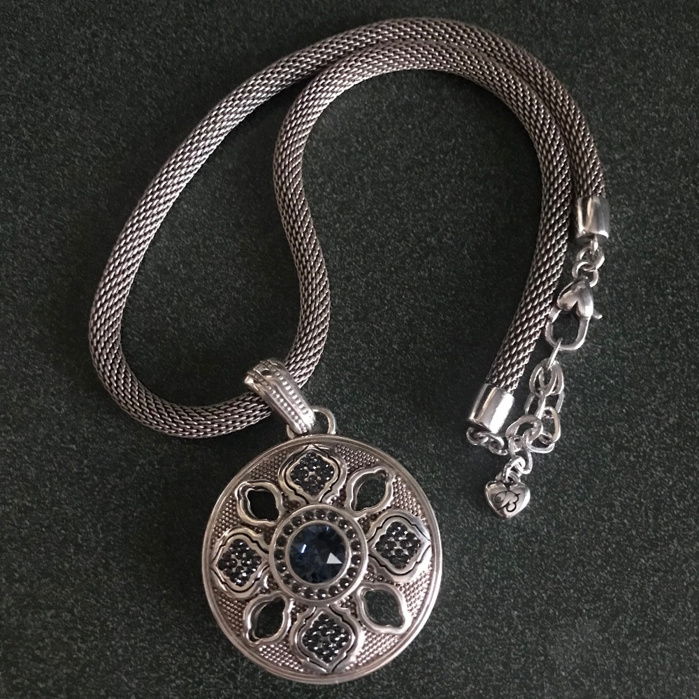 Brighton Necklace with Round Pendant Silver Plated